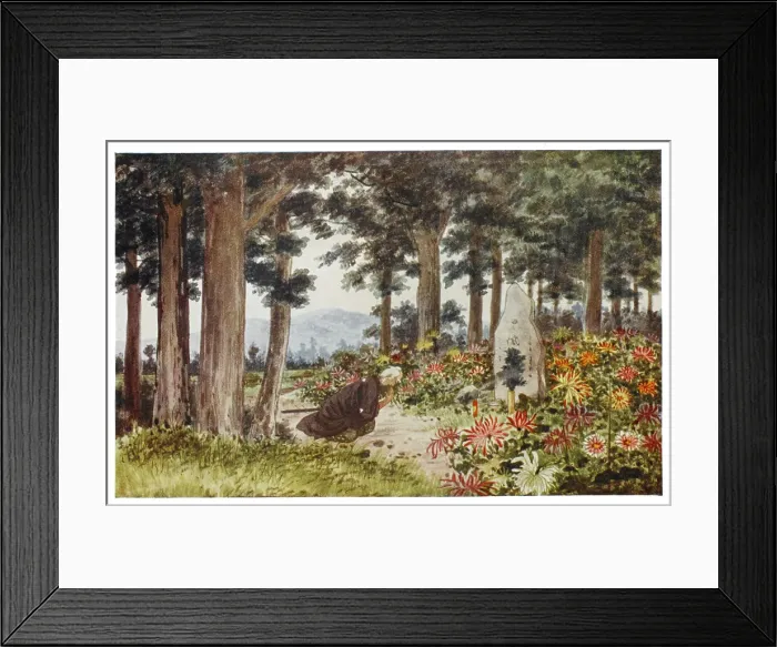 Framed Print : PRAYING AT A GRAVE Framed Print : PRAYING AT A GRAVE