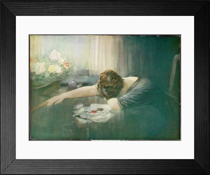 Framed Print : Her Cross. A heart-broken young widow mourns her dead soldier husband Framed Print : Her Cross. A heart-broken young widow mourns her dead soldier husband