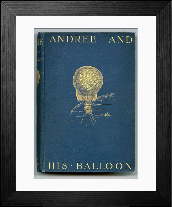 Framed Print : Andree's balloon, in gold, decorates the cover of this book. Date: 1898 Framed Print : Andree's balloon, in gold, decorates the cover of this book. Date: 1898