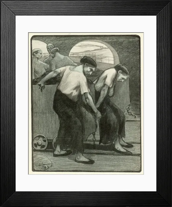 Framed Print : Women hauling coal wagons in a French mine Date: 1903 Framed Print : Women hauling coal wagons in a French mine Date: 1903
