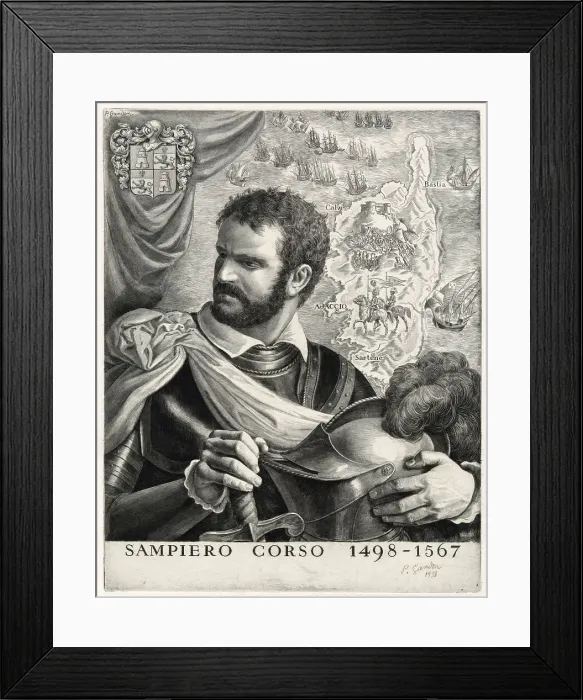Framed Print : SAMPIERO CORSO Corsican soldier Date: 1498 - 1567 Framed Print : SAMPIERO CORSO Corsican soldier Date: 1498 - 1567