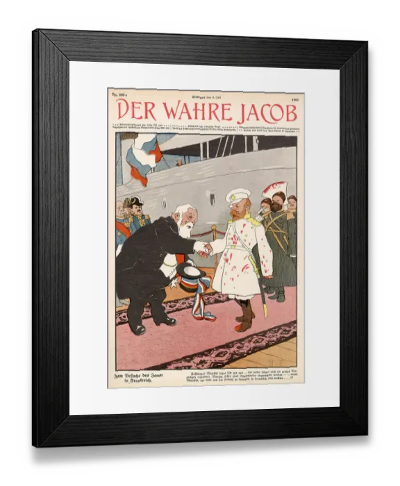 Framed Print : The Bloodstained Tsar is welcome in France. Date: 1909 Framed Print : The Bloodstained Tsar is welcome in France. Date: 1909