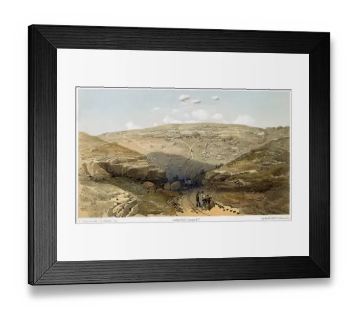 Framed Print : The Valley of the Shadow of Death - caves on the Woronzoff Road, to the rear of the Allied 21-gun Battery Date: 1855 Framed Print : The Valley of the Shadow of Death - caves on the Woronzoff Road, to the rear of the Allied 21-gun Battery Date: 1855