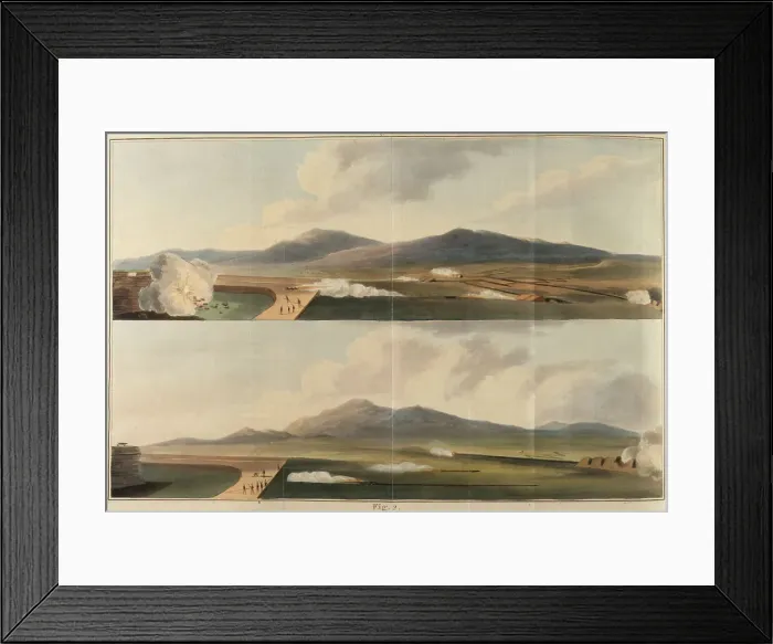 Framed Print : The use of Congreve rockets in the attack and defence of a fortress Date: 1827 Framed Print : The use of Congreve rockets in the attack and defence of a fortress Date: 1827