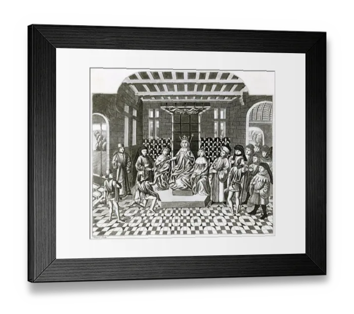 Framed Print : CHARLES V LE SAGE (WISE) King of France Perceiving the approach of Death, he recommends to his brothers his Family and Kingdom. Date: 1337 - 1380 Framed Print : CHARLES V LE SAGE (WISE) King of France Perceiving the approach of Death, he recommends to his brothers his Family and Kingdom. Date: 1337 - 1380