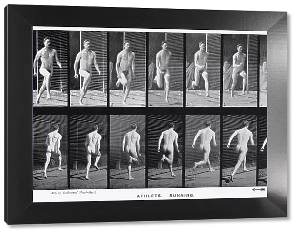 Two sequences of an athlete running. Date: 1887