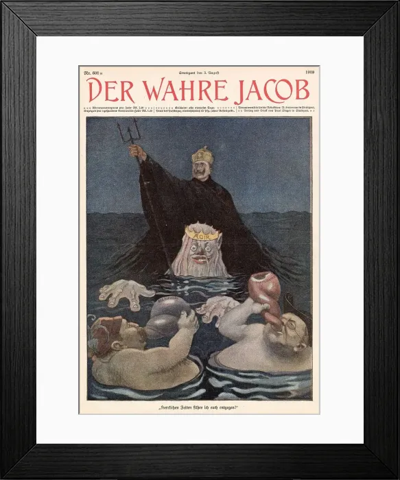 Framed Print : WILHELM II German Emperor sees himself as Lord of the Sea, rivalling Neptune himself Date: 1909