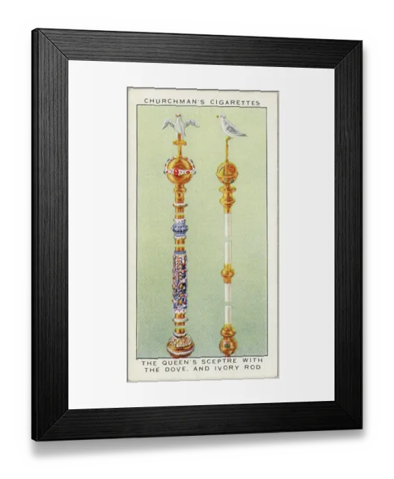 Framed Print : CROWN JEWELS OF ENGLAND The Queen's sceptre with the dove, and ivory rod Date: 20th century Framed Print : CROWN JEWELS OF ENGLAND The Queen's sceptre with the dove, and ivory rod Date: 20th century