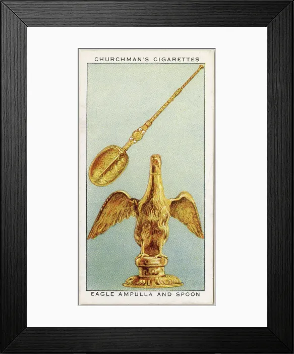 Framed Print : CROWN JEWELS OF ENGLAND Eagle Ampulla and Spoon used in the anointing ceremony Date: 1937 Framed Print : CROWN JEWELS OF ENGLAND Eagle Ampulla and Spoon used in the anointing ceremony Date: 1937