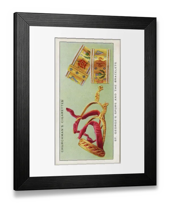 Framed Print : CROWN JEWELS OF ENGLAND St George's Spurs (representing the King's Knighthood) and the Bracelets (sincerity) Date: 20th century Framed Print : CROWN JEWELS OF ENGLAND St George's Spurs (representing the King's Knighthood) and the Bracelets (sincerity) Date: 20th century
