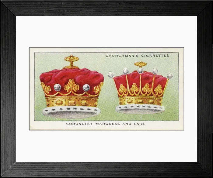 Framed Print : Coronets worn by a Marquess (left) and an Earl (right) Date: 20th century Framed Print : Coronets worn by a Marquess (left) and an Earl (right) Date: 20th century