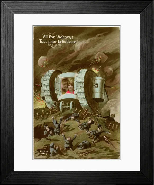 Framed Print : POSTCARD WITH TANK Framed Print : POSTCARD WITH TANK