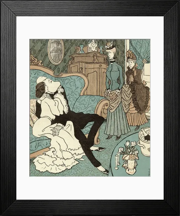 Framed Print : CLEO DE MERODE French actress and her friend Leopold II of Belgium are interrupted by his daughters, who would like her clothes when she's finished with them Date: 1904 Framed Print : CLEO DE MERODE French actress and her friend Leopold II of Belgium are interrupted by his daughters, who would like her clothes when she's finished with them Date: 1904