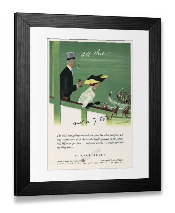 Framed Print : Abdulla Number Seven cigarettes at the races Date: 1951 Framed Print : Abdulla Number Seven cigarettes at the races Date: 1951