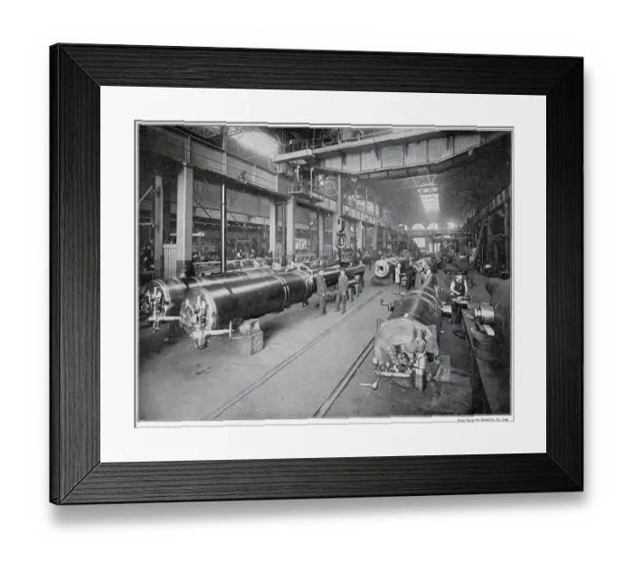 Framed Print : Artillery manufacture at Woolwich Arsenal (the Royal Gun Company). Date: 1901 Framed Print : Artillery manufacture at Woolwich Arsenal (the Royal Gun Company). Date: 1901