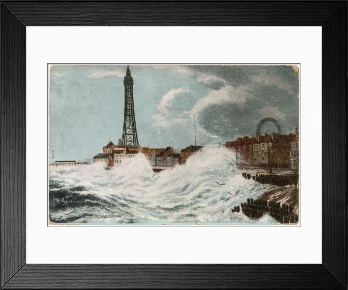 Framed Print : Blackpool, Lancashire: a rough sea. Date: 1904 Framed Print : Blackpool, Lancashire: a rough sea. Date: 1904