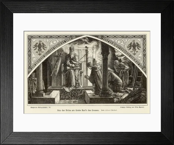 Framed Print : Charlemagne Tomb Death Tombs Circa 1000 Emperor Framed Print : Charlemagne Tomb Death Tombs Circa 1000 Emperor
