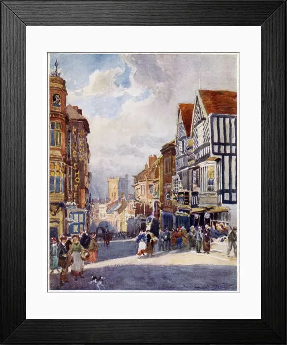 Framed Print : Coventry, Warwickshire: a busy street. Date: 1906
