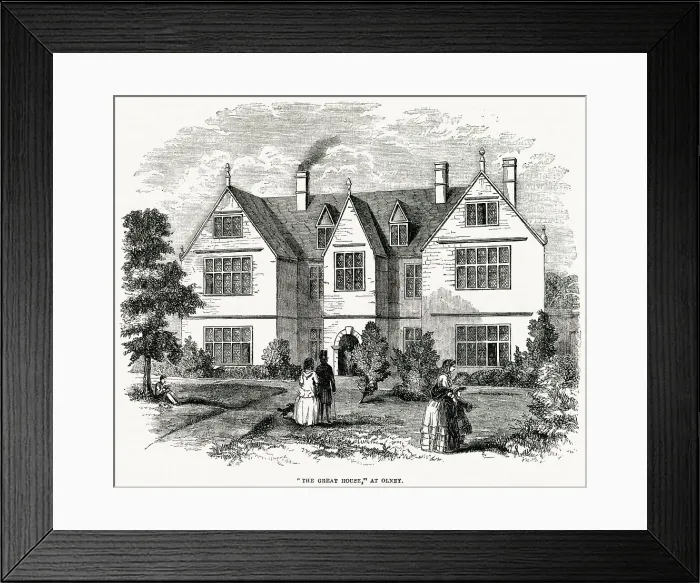 Framed Print : The Great House at Olney, Buckinghamshire, erected about 1650 : among those associated with it are the poet Cowper Date: 1857 Framed Print : The Great House at Olney, Buckinghamshire, erected about 1650 : among those associated with it are the poet Cowper Date: 1857