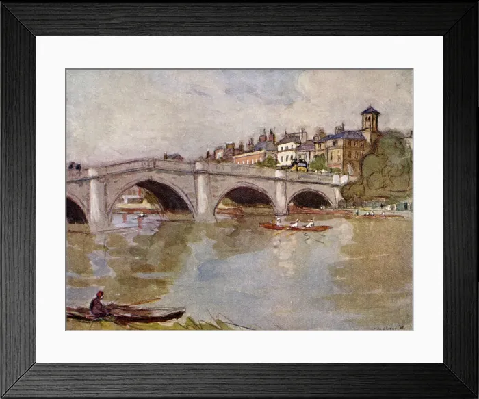 Framed Print : Richmond Bridge, SW London / Surrey. Date: 1916 Framed Print : Richmond Bridge, SW London / Surrey. Date: 1916