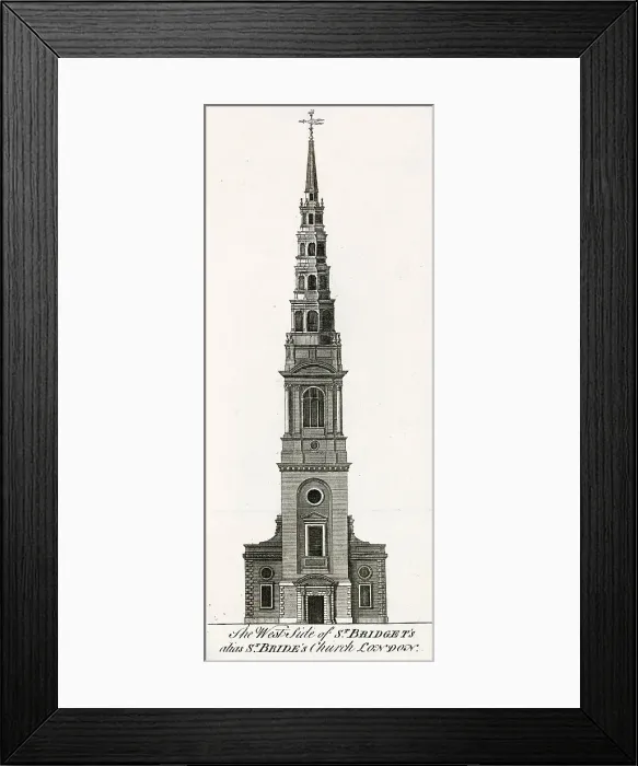 Framed Print : St Brides, formerly known as St Bridget's, Fleet Street Date: circa 1750 Framed Print : St Brides, formerly known as St Bridget's, Fleet Street Date: circa 1750