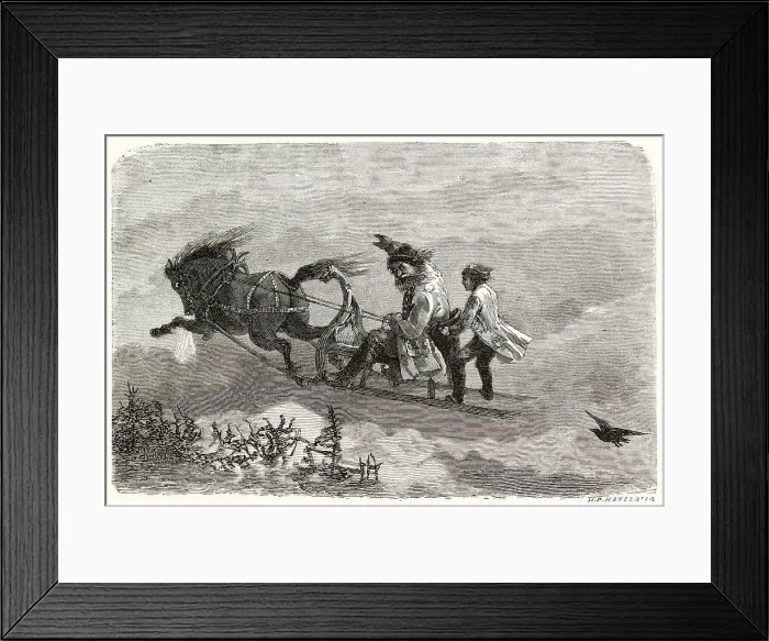 Framed Print : A ride in the magic Sleigh. Date: 1879 Framed Print : A ride in the magic Sleigh. Date: 1879