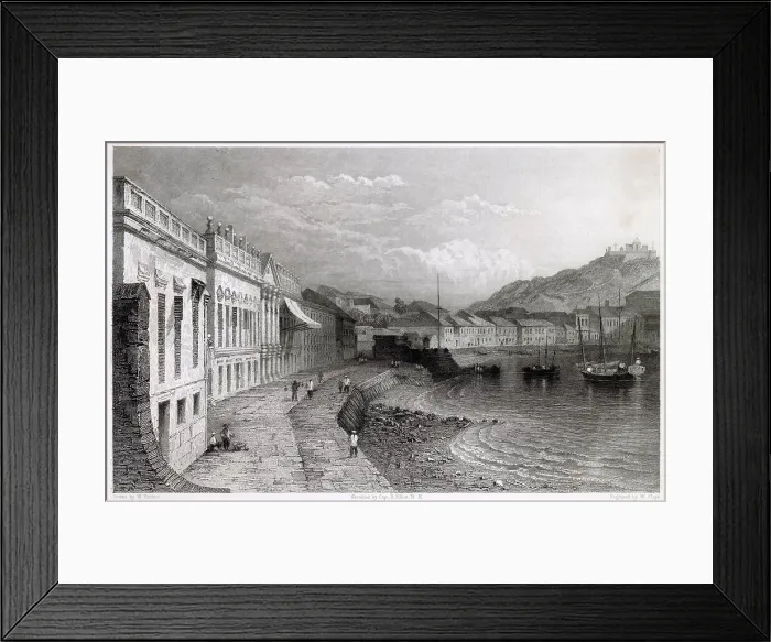 Framed Print : Macao: quayside and harbour on a quiet day Date: 1834 Framed Print : Macao: quayside and harbour on a quiet day Date: 1834