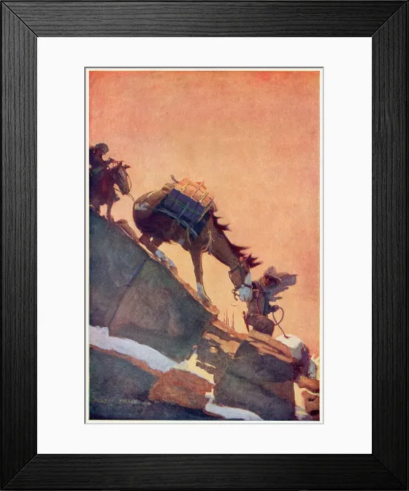 Framed Print : Cowboys and their mountain ponies, travelling in the Rockies Date: 19th century Framed Print : Cowboys and their mountain ponies, travelling in the Rockies Date: 19th century