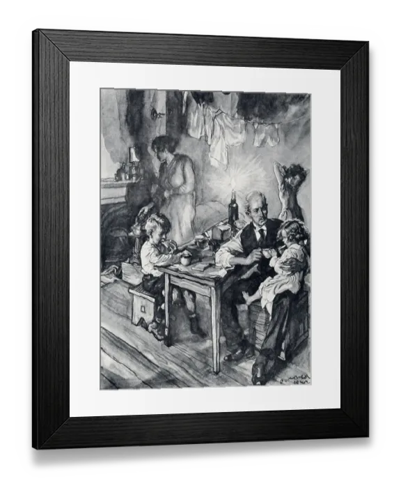 Framed Print : An out-of-work white collar worker and his family Date: 1923 Framed Print : An out-of-work white collar worker and his family Date: 1923