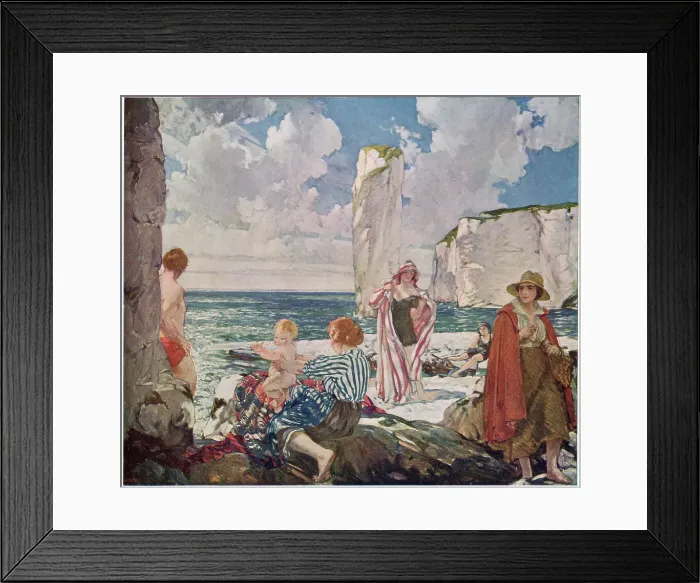 Framed Print : A July Day - a family on the beach. Date: 1915 Framed Print : A July Day - a family on the beach. Date: 1915