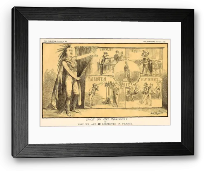 Framed Print : Cartoon, why the Englishman is so respected abroad ! Date: 1867 Framed Print : Cartoon, why the Englishman is so respected abroad ! Date: 1867