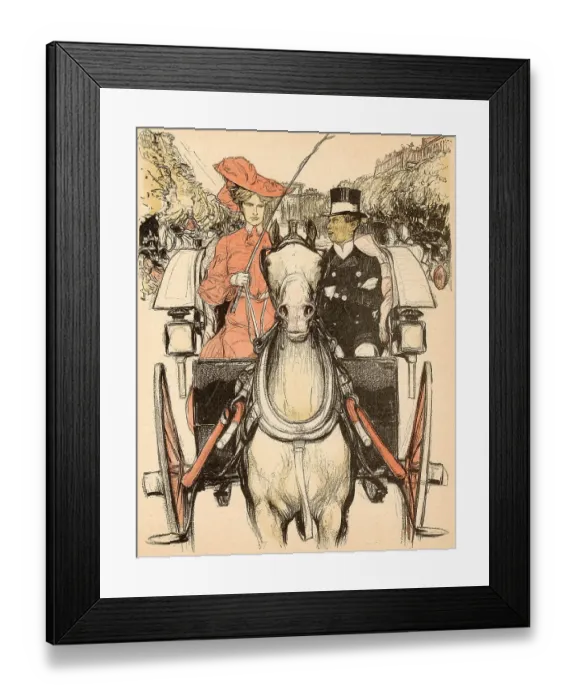 Framed Print : The lady takes the reins while her groom watches admiringly. Date: 1902 Framed Print : The lady takes the reins while her groom watches admiringly. Date: 1902