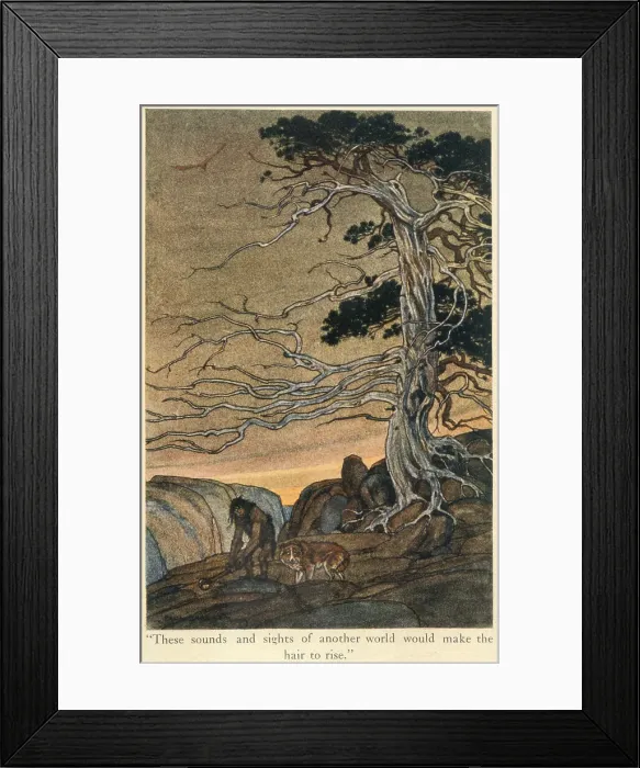 Framed Print : Buck in his own dreams: These sounds & sights of another world would make the hair to rise. Date: First published: 1903 Framed Print : Buck in his own dreams: These sounds & sights of another world would make the hair to rise. Date: First published: 1903