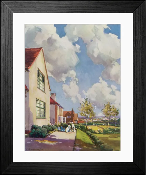 Framed Print : Letchworth Garden City, Hertfordshire, England : houses near Norton Common. Date: 1913 Framed Print : Letchworth Garden City, Hertfordshire, England : houses near Norton Common. Date: 1913