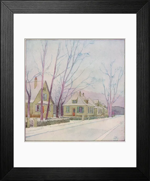 Framed Print : A wintry street scene in the cite-jardin of Ungemach, near Strasbourg, France. Date: 1929 Framed Print : A wintry street scene in the cite-jardin of Ungemach, near Strasbourg, France. Date: 1929
