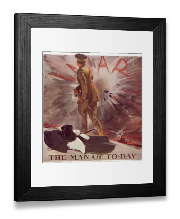 Framed Print : The man of today lays aside his frivolous evening dress clothes & dons a uniform - in this case an officer's uniform. Date: 1915 Framed Print : The man of today lays aside his frivolous evening dress clothes & dons a uniform - in this case an officer's uniform. Date: 1915