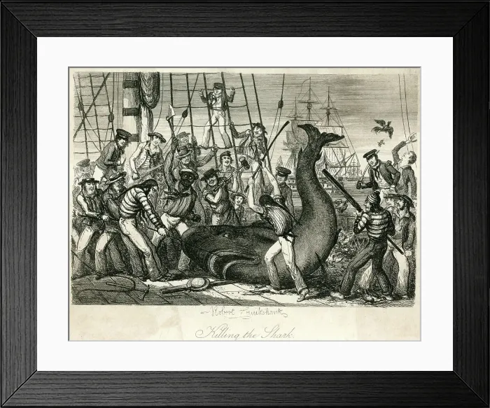 Framed Print : SOLDIERS CATCH SHARK Framed Print : SOLDIERS CATCH SHARK