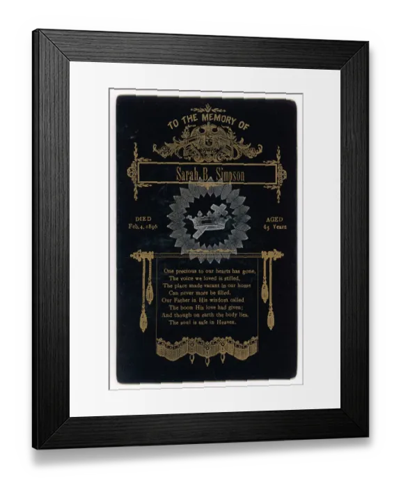 Framed Print : VICTORIAN MOURNING CARD Framed Print : VICTORIAN MOURNING CARD