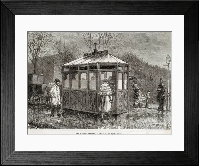 Framed Print : The cabmen's shelter in Acacia Road, St John's Wood, north London. Date: 1875 Framed Print : The cabmen's shelter in Acacia Road, St John's Wood, north London. Date: 1875