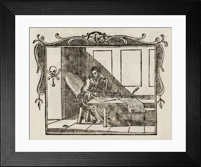 Framed Print : POET WRITING IN GARRET Framed Print : POET WRITING IN GARRET