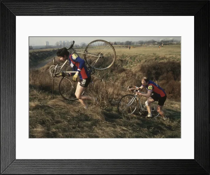 Framed Print : Cycle Cross, cross country cycle racing. Date: 1980s Framed Print : Cycle Cross, cross country cycle racing. Date: 1980s