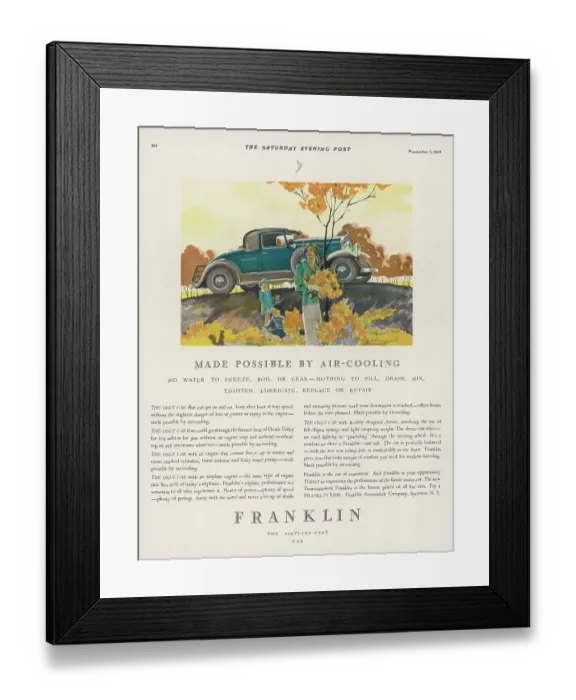 Framed Print : FRANKLIN CAR ADVERT Framed Print : FRANKLIN CAR ADVERT