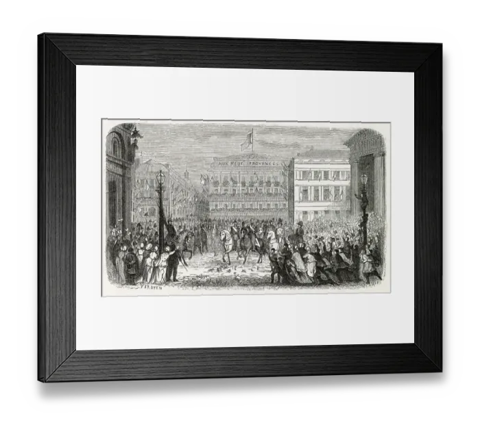 Framed Print : After the death of Leopold I, his son the duc de Brabant becomes Leopold II ; his solemn entry into Brussels is applauded by the populace. Date: 17 December 1865 Framed Print : After the death of Leopold I, his son the duc de Brabant becomes Leopold II ; his solemn entry into Brussels is applauded by the populace. Date: 17 December 1865