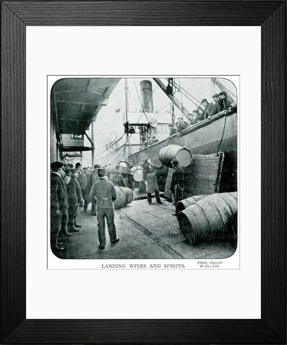 Framed Print : Landing wines and spirits 1902 Framed Print : Landing wines and spirits 1902