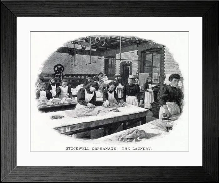 Framed Print : Girls learning how to do laundry correctly, maybe to do domestic work when leaving the orphanage. Date: 1900 Framed Print : Girls learning how to do laundry correctly, maybe to do domestic work when leaving the orphanage. Date: 1900