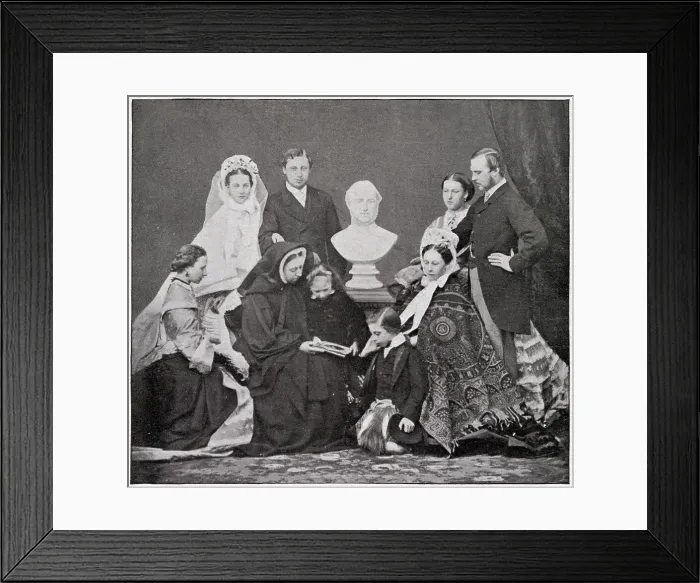 Framed Print : Queen Victoria in Family Photograph 1863 Framed Print : Queen Victoria in Family Photograph 1863
