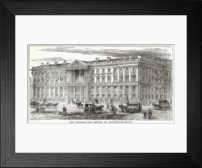 Framed Print : Exterior of the new General Post Office, St Martin's-Le-Grand, London Framed Print : Exterior of the new General Post Office, St Martin's-Le-Grand, London