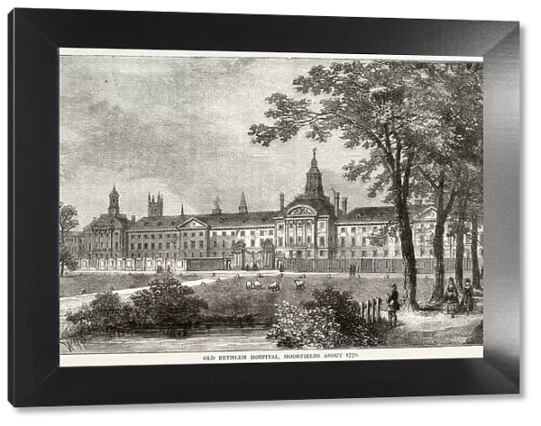 Exterior of Old Bethlem Hospital, Moorfields, London. Date: 1750s