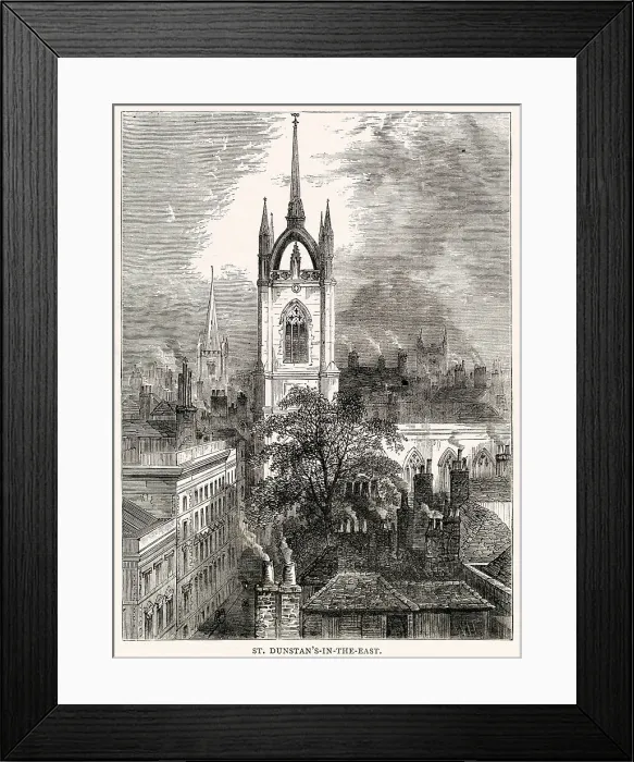 Framed Print : Exterior view of St Dunstan church, halfway between London Bridge and the Tower of London in the City of London. Damaged in the Great Fire of London in 1666 and then destroyed in the Second World War, now as ruins in a public garden Framed Print : Exterior view of St Dunstan church, halfway between London Bridge and the Tower of London in the City of London. Damaged in the Great Fire of London in 1666 and then destroyed in the Second World War, now as ruins in a public garden