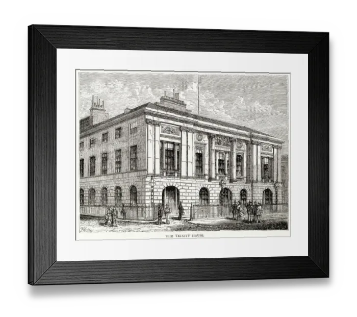 Framed Print : Exterior of Trinity House in Tower Hill, London, rebuilt after the Fire of London 1666. Date: circa 1750s Framed Print : Exterior of Trinity House in Tower Hill, London, rebuilt after the Fire of London 1666. Date: circa 1750s